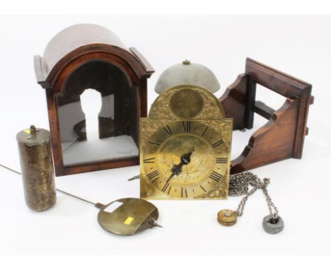 19th century thirty hour wall clock, by Moore Ipswich, with small brass arched dial (24.5cm x 18cm), signed in arch with roco