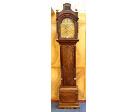 George III eight day longcase clock with brass arched dial, signed - Thomas Langford, London, with strike / silent in arch, s