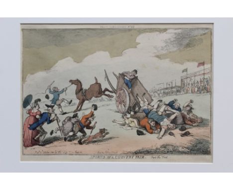 Thomas Rowlandson (1757 - 1827), hand-coloured etching - Sports of a Country Fair, Part the First, 1810, 231mm x 337mm, mount