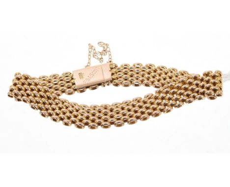 Edwardian gold gate bracelet with articulated links and concealed clasp, stamped - '15ct' CONDITION REPORT Total gross weight