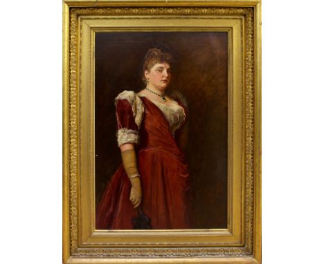 Sir John Everett Millais (1829 - 1896), oil on canvas - Portrait of Mrs Charles Wertheimer, signed and dated 1891, in gilt fr