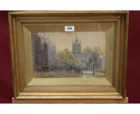 Herbert Menzies Marshall (1841 - 1913), watercolour - In Old Palace Yard, signed, label verso, in glazed gilt frame, 19.5cm x