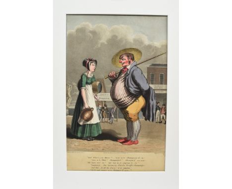 Theodore Lane (1800 - 1828), hand-coloured etching and aquatint - Champagne and Shampoo.  Published by George Hunt, 337mm x 2