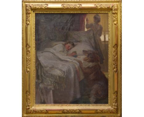 Attributed to Charles Edward Stewart, Edwardian oil on canvas - A Faithful Friend, initialled, on good giltwood frame, 76cm x