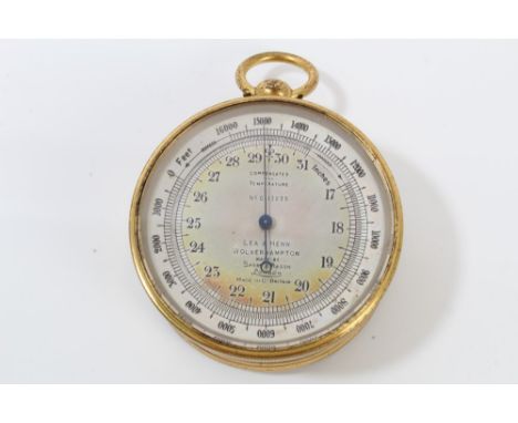 Rare late 19th / early 20th century pocket barometer / altimeter, compass and thermometer, no. C13235, inscribed - 'Lea & Hen