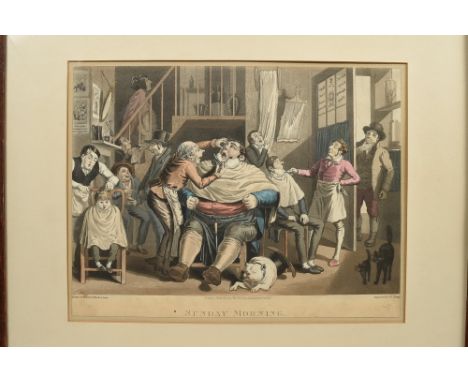 Theodore Lane (1800 - 1828), hand-coloured etching and aquatint - Sunday Morning.  Published by Thomas McLean, 1827, 255mm x 