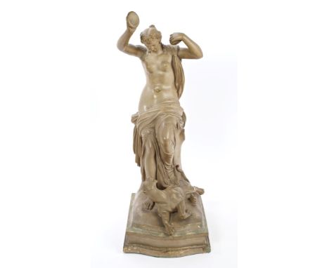 John Gibson R.A. (1790 - 1866), patinated and painted terracotta sculpture of a classical female with cymbals, playing with a