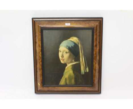 Cunning, 17th century-style deceptive tantalus, presented as a printed portrait of Johannes Vermeer's 'Girl with pearl earrin