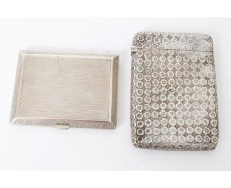 Unusual Victorian silver card case of rectangular form, with hinged cover and allover embossed  flower-head decoration (Birmi