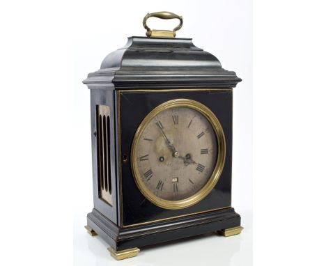 George III bracket clock, by John Waldren, Cornhill, London, with circular silvered dial with date aperture, twin fusee movem