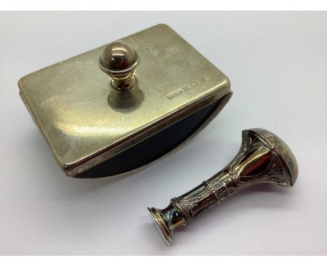 A Hallmarked Silver Mounted Ink Blotter, FGH, Birmingham 1996, of plain design with baluster finial, together with a highly d