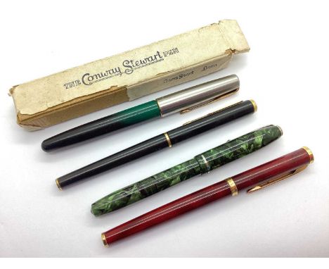 A Small Collection of Pens, including Waterman 18ct gold nib, Conway 14ct gold nib, Parker, etc. (4)