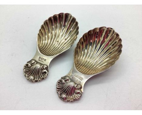 A Hallmarked Silver Caddy Spoon, D.H&amp;S, Birmingham 1973 commemorative bicentenary mark, with shell bowl and shell accente