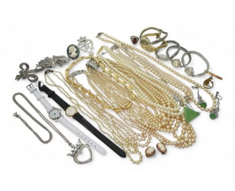 Collection of vintage jewellery, to include ladies watches, one gold plated marked Rotary, another marked Geneva,&nbsp;&nbsp;