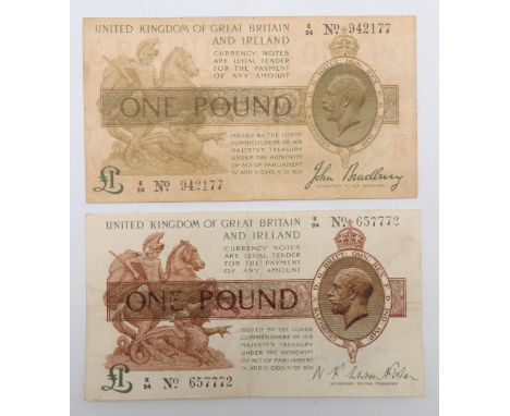 GEORGE V (1910-1936) £1&nbsp;BANKNOTE Obverse Brown. Portrait of King George V at right, George and Dragon at left Lettering: