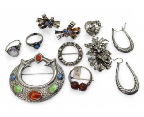 A silver enamelled Celtic brooch made by Wayne Hart Co of Chester, together with&nbsp;a silver annular Celtic brooch made by 