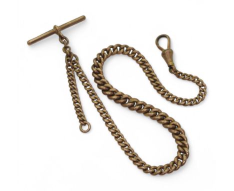 A 9ct rose gold tapered fob chain, hallmarked to every link the 'T'bar and clasp with Chester date letter 1923, weight 25.1gm