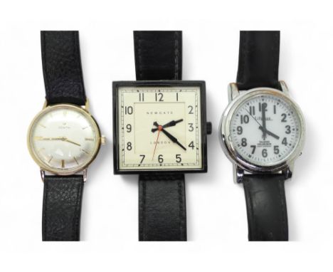 A 9ct gold Zenith wristwatch, together with a vintage wristwatch marked New Gate and a further marked LifeMax Condition Repor