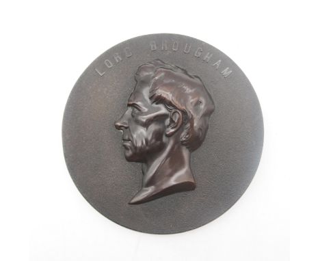 A French Bois Durci portrait plaquette depicting Henry, Lord Brougham (1778-1868), approximately 11.5cm in diameter Condition