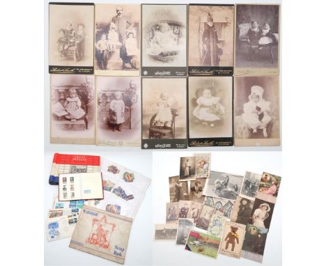 A collection of late-19th/early-20th century portrait photographs by Glasgow photographers, a small assortment of postcards, 
