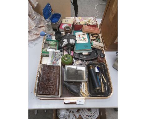 tray of collectables inc. Ceramic gas mantle & bottles etc