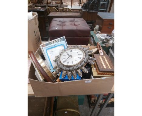 pouffe and box. Inc clocks,candlesticks etc