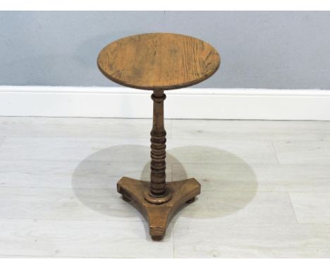 Victorian light oak wine table, 27" high,16" diameter