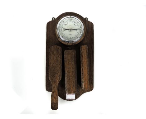 Art Deco Shortland Smith hallway oak hanging barometer and brush set