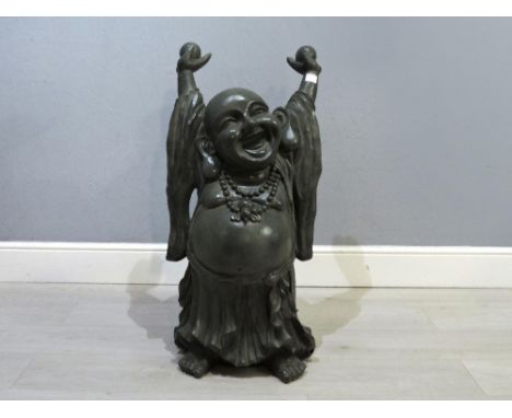Very large plastic laughing Buddha, 38" high (at fault, bottom of cloak)