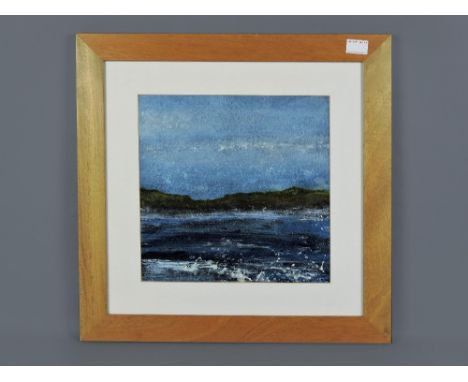 K* Johns - impressionist seascape, gouache on board, 13.4"  x 13.4", framed