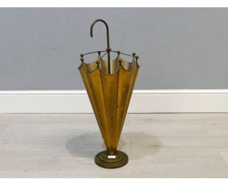 Brass umbrella/stick stand in the form of an umbrella, 29" high