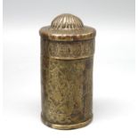 Antiker/s Kalkbehälter/Deckeldöschen, Persien, um 1800, Messing mit umlaufend graviert mit Personen