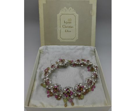 A multi-coloured stone necklace by Christian Dior, boxed
