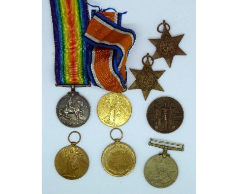 A pair of World War I medals to 62914 Pte.H.Redfern. W.York.R., two Victory Medals to 65549 Gnr.C.Birkenshaw R.A. and 291666 