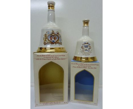 Two Bell's Scotch Whisky commemorative decanters, sealed with contents, Royal Wedding 1981 and the birth of Prince William 19