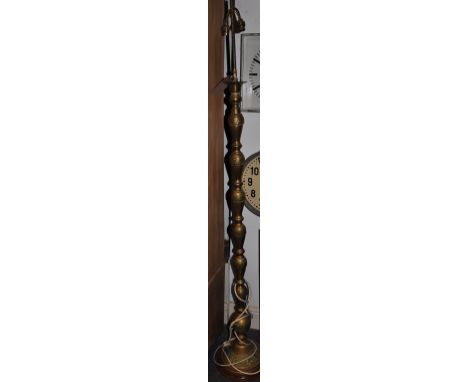 A Middle Eastern style brass standard lamp H.168cm