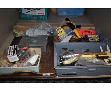 A selection of diy workshop and garage tools including drill bits