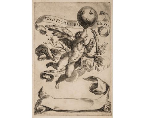 NO RESERVE Old master prints.- Alberti (Cherubino) Winged putto holding orb with the arms of the Medici, engraving, a very go