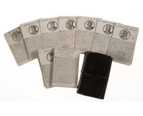English Monarchs.- History cards depicting an English monarch, 50 printed cards, most with a woodcut illustration of the appr