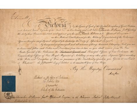 Victoria (Queen of the United Kingdom of Great Britain and Ireland, and Empress of India, 1819-1901) Commission signed appoin