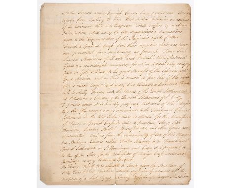 NO RESERVE Turks Islands (Caribbean).- Symmer (Andrew, King's Agent for the Turks Islands) [Report on the dislocation of trad