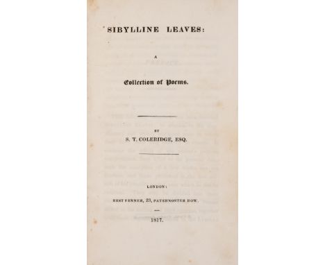 Coleridge (Samuel Taylor) Sibylline Leaves: A Collection of Poems, first edition, errata f., lacking half-title, L5v newspape