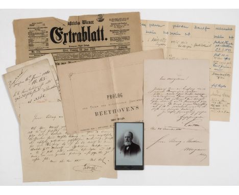 Beethoven .- Small archive of manuscript and printed material relating to Ludwig van Beethoven and family, including a large 