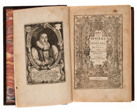 Hall (Joseph) The Works, 3 vol. bound as 2 with vol. 2 &amp; 3 bound as 1, engraved portrait frontispiece, engraved vignette 