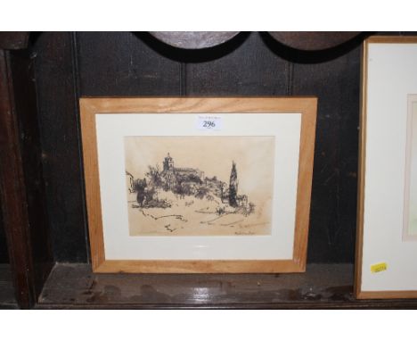 Jack Merriott, pencil sketch "Towards The Monastery Moscenicka"