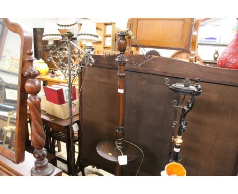A mahogany standard lamp 