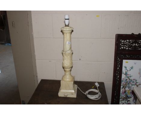 An alabaster table lamp