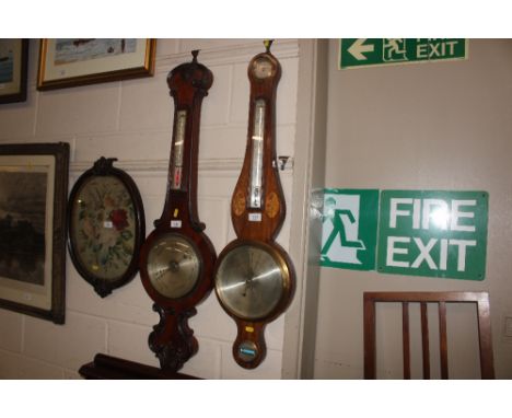 A 19th Century banjo barometer with chequer band inlay, Holborn London 