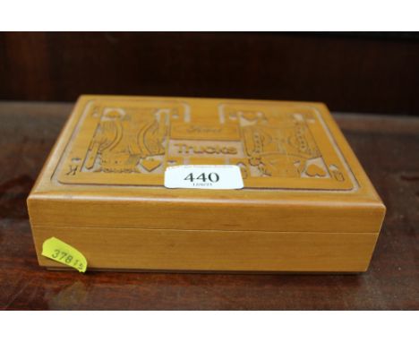 A Ford Trucks playing card box and contents