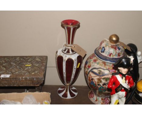 A 19th Century ruby flash and overlaid glass baluster vase AF